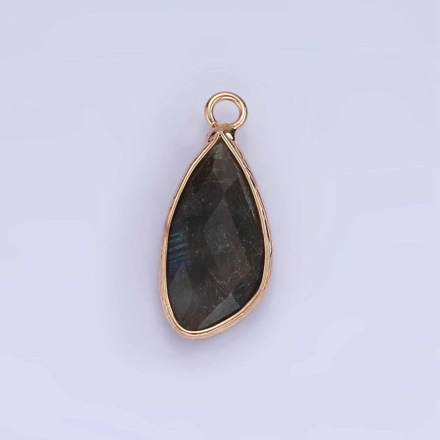 14k gold filled multifaceted amethyst, clear - rose -strawberry quartz, white stone, labradorite, amazonite, moonstone charm | n1660 - n1668