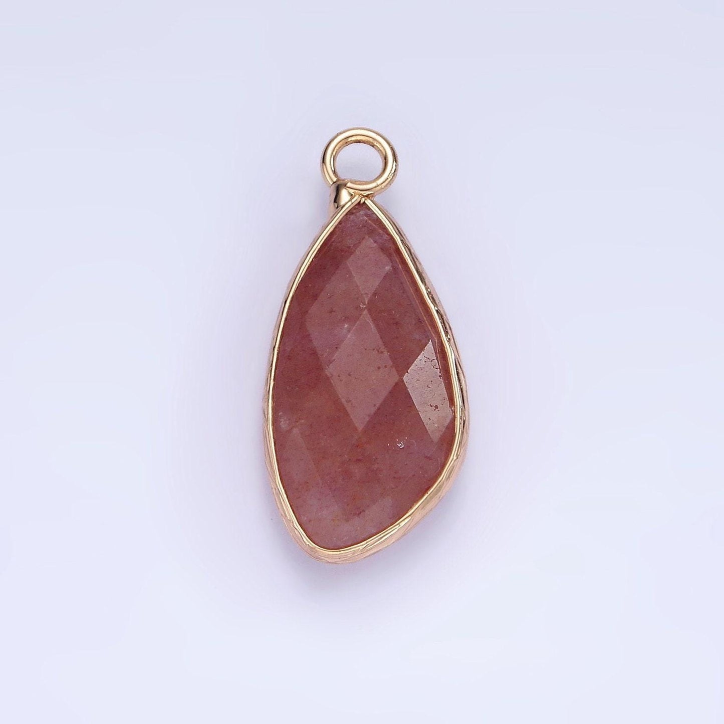 14k gold filled multifaceted amethyst, clear - rose -strawberry quartz, white stone, labradorite, amazonite, moonstone charm | n1660 - n1668