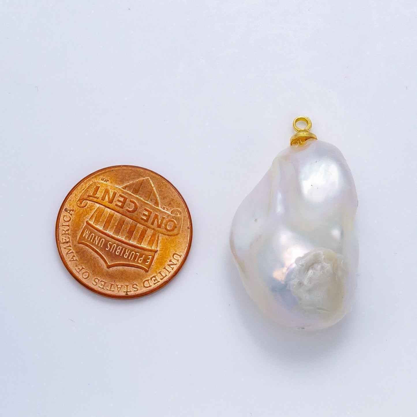 1 piece gold filled freshwater pearl charm, baroque pearl charm big bold freeform pearl charm pendant p-1912