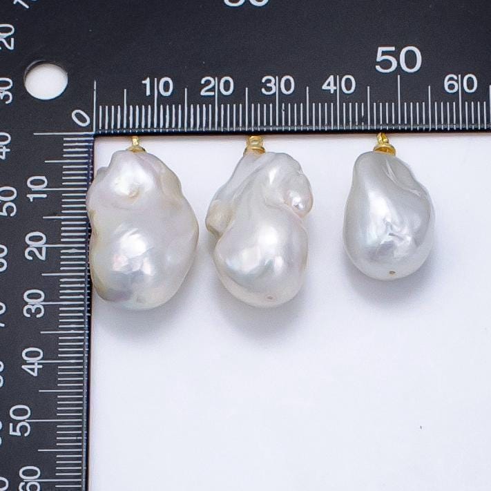 1 piece gold filled freshwater pearl charm, baroque pearl charm big bold freeform pearl charm pendant p-1912