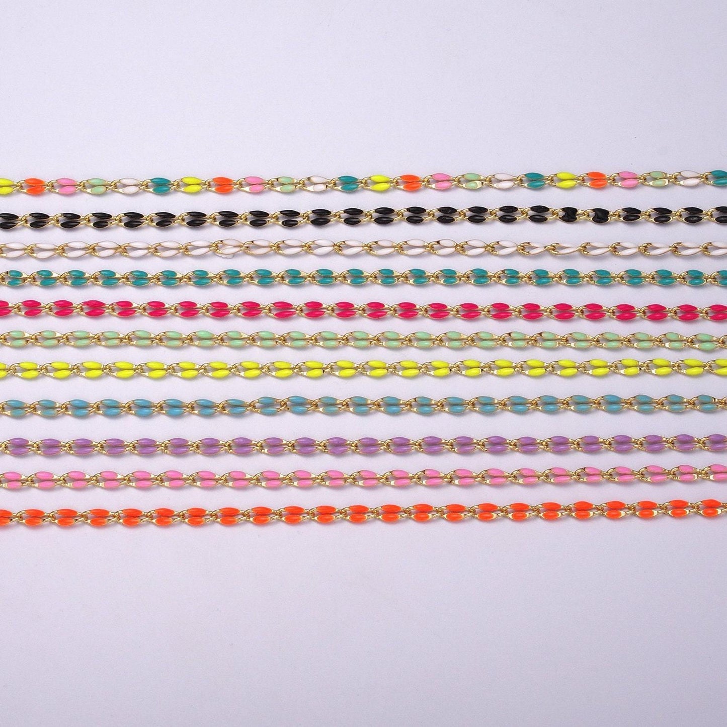 2.9mm fancy enamel link 16.0" + 2.0" extender rolo cable chain oval link ready to wear necklace minimalist jewelry summer inspired | wa-337