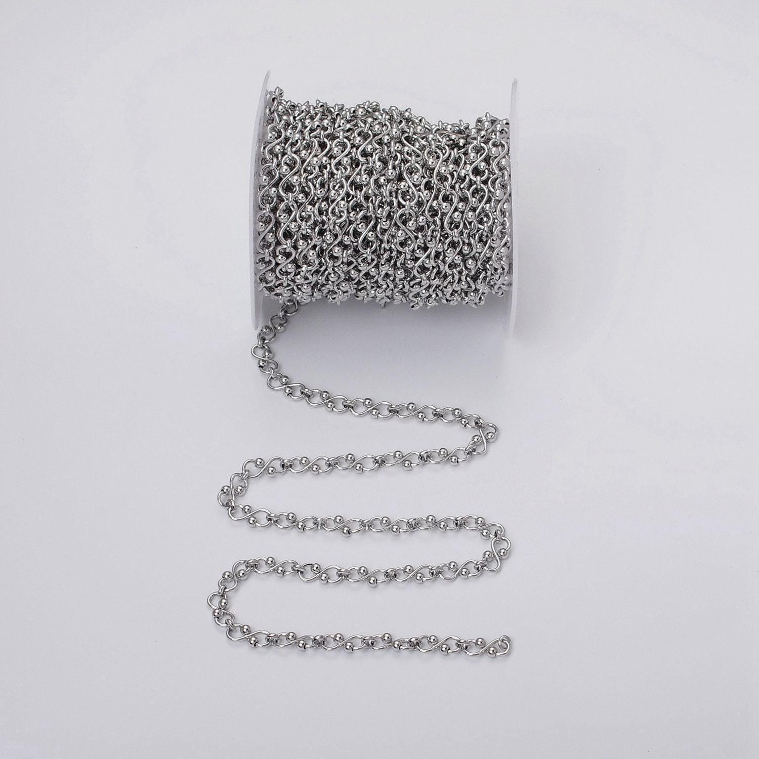 Medium infinity link chain 5.3mm unique figure 8 design unfinished chain by yard for jewelry making supply | roll-1197