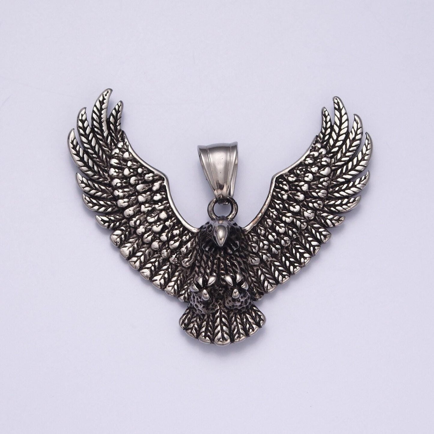 Stainless steel black and gold majestic flying eagle pendant, king of the skies charm, garuda pancasila for necklace pendant | x-633, x-634
