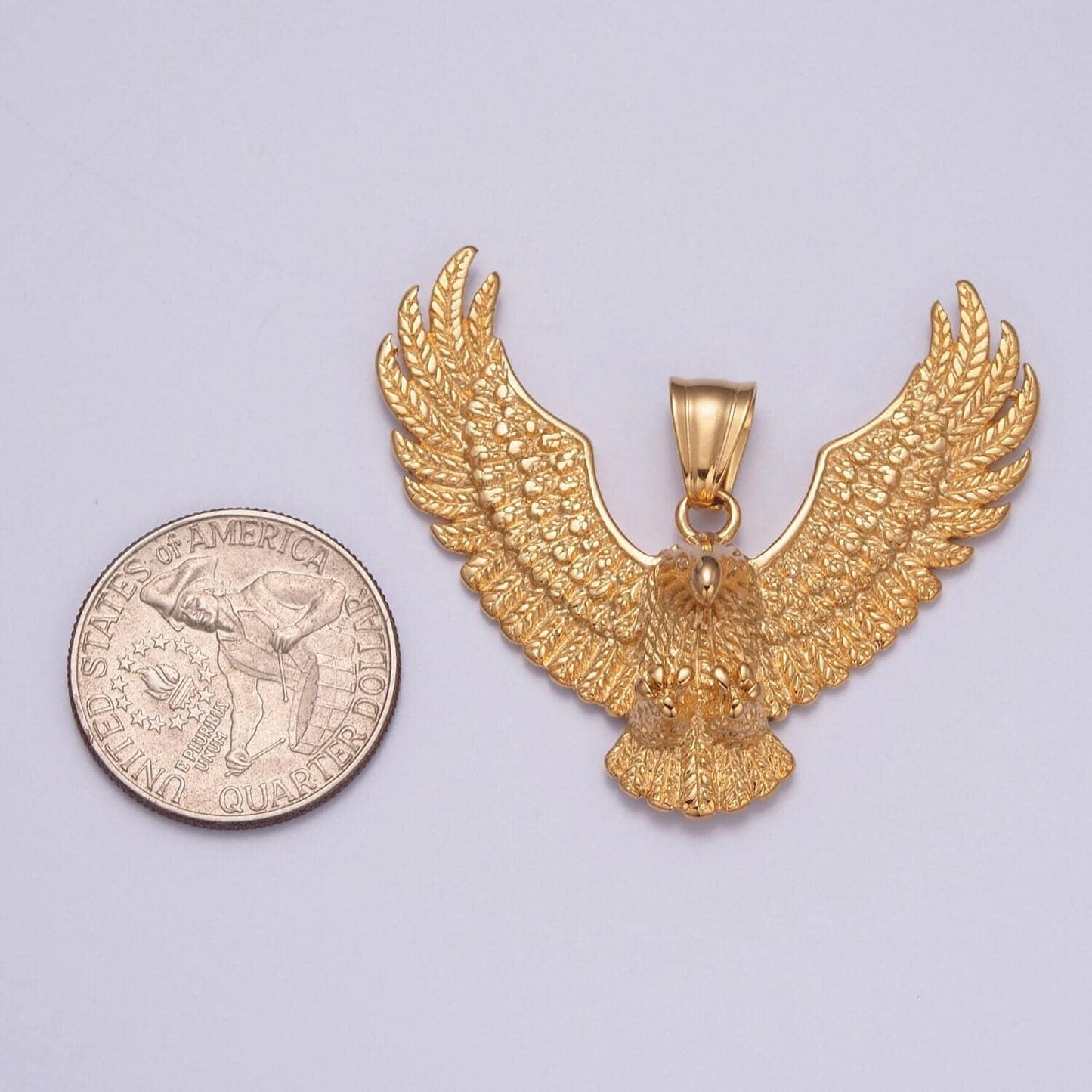 Stainless steel black and gold majestic flying eagle pendant, king of the skies charm, garuda pancasila for necklace pendant | x-633, x-634