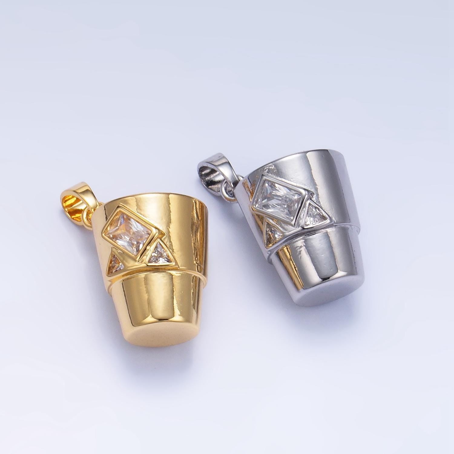 Whisky glass charms silver / gold cz rock charms, jewelry supply wholesale aa1004