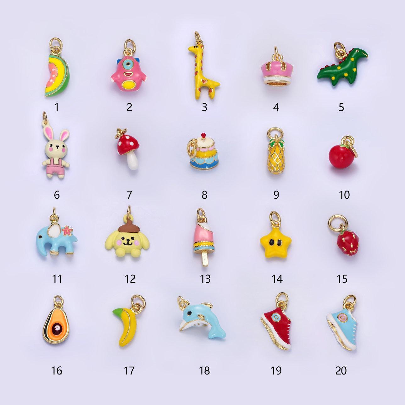 Kawaii enamel animal fruit cartoon charm mini cute colorful charm pendant for kids jewelry making bracelet earring necklace component c590