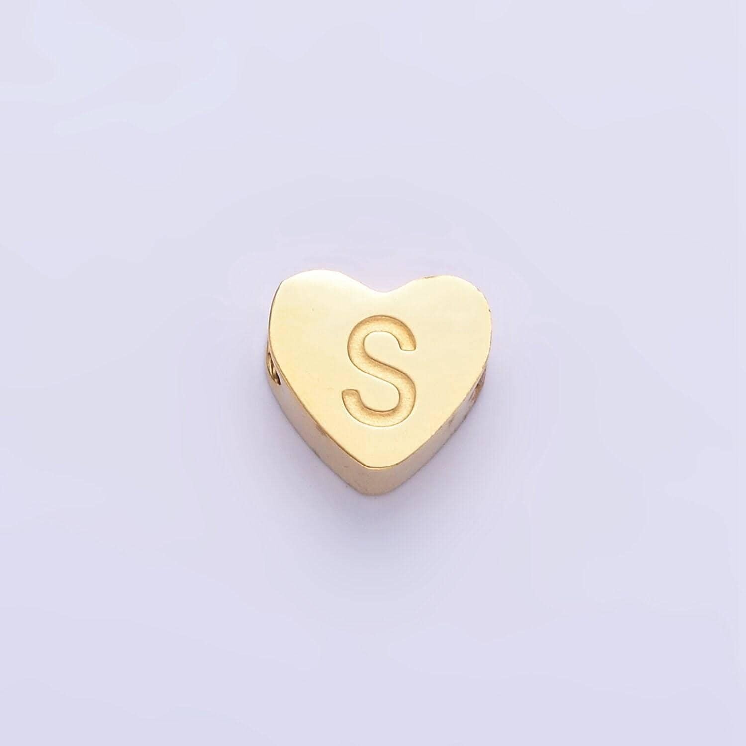 Stainless steel Heart letter alphabet Bead Spacer Initial heart shaped beads in gold for Beaded Bracelet Supply| a1552-a1564