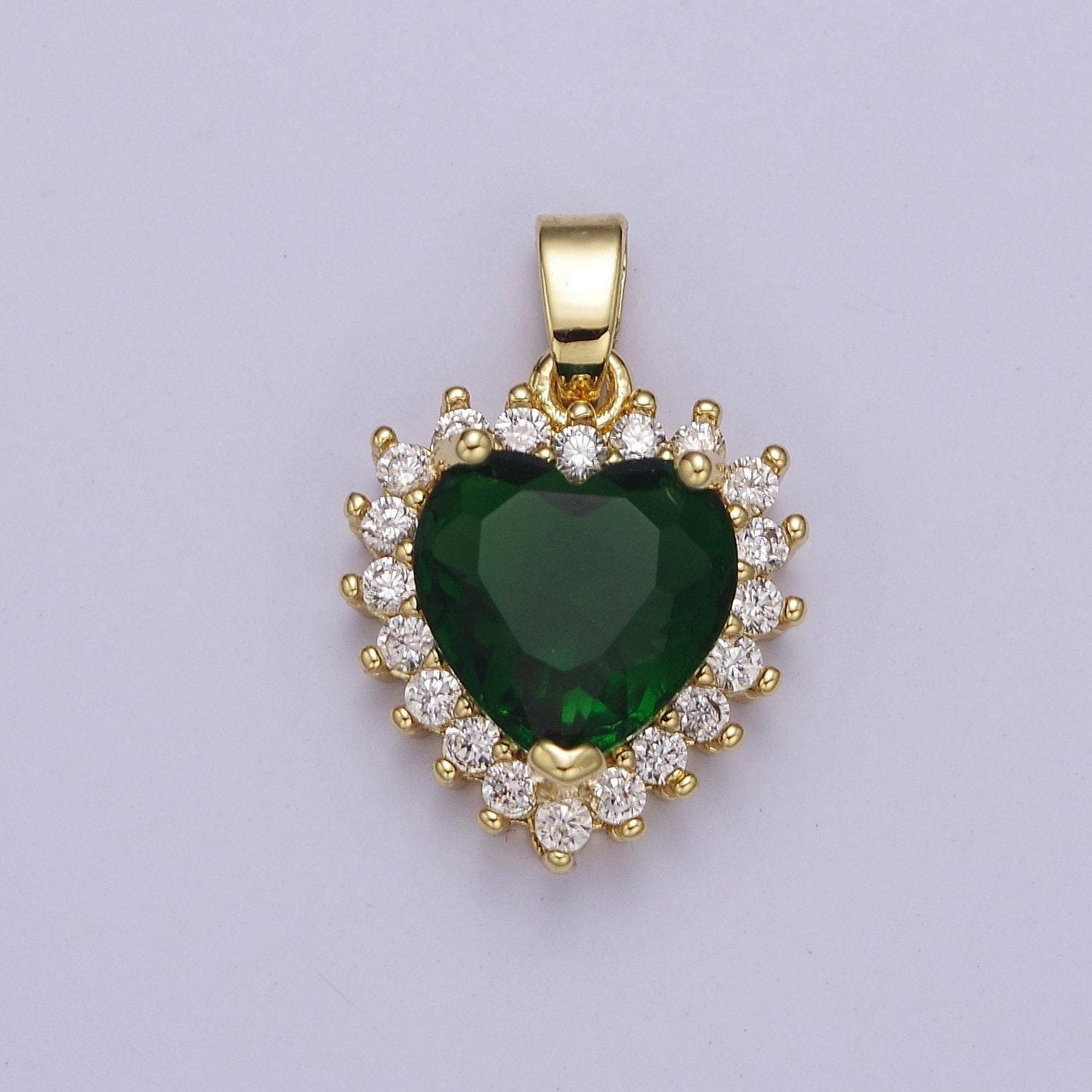 Gold micro pave heart cz pendant charm for jewelry necklace making, j-541