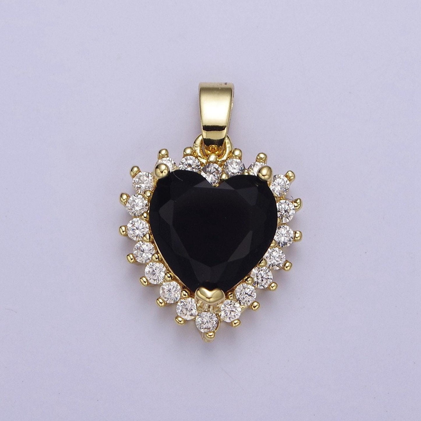 Gold micro pave heart cz pendant charm for jewelry necklace making, j-541