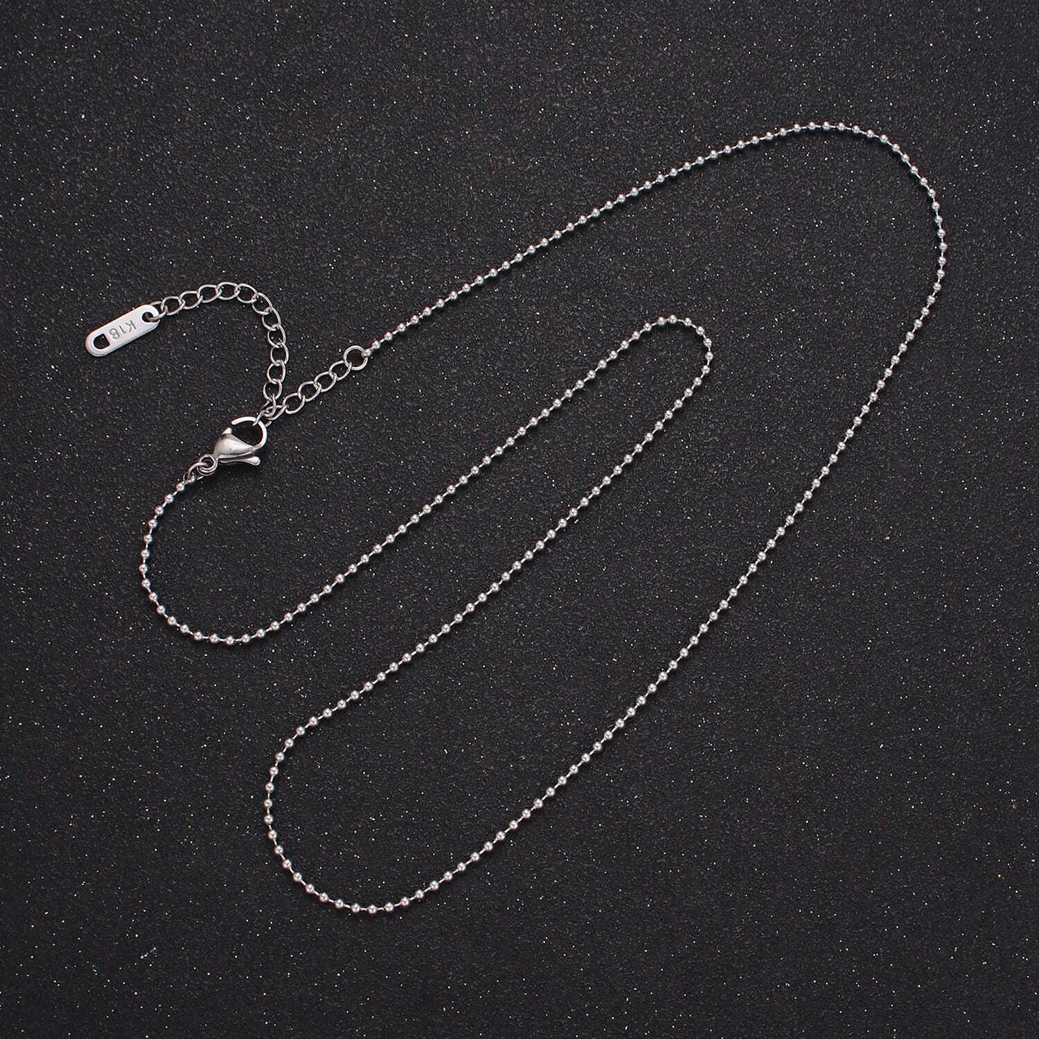 Dainty gold stainless steel ball chain necklace beaded ball chain military tag necklace jewelry supplies wholesale chain 18 inch | wa2480