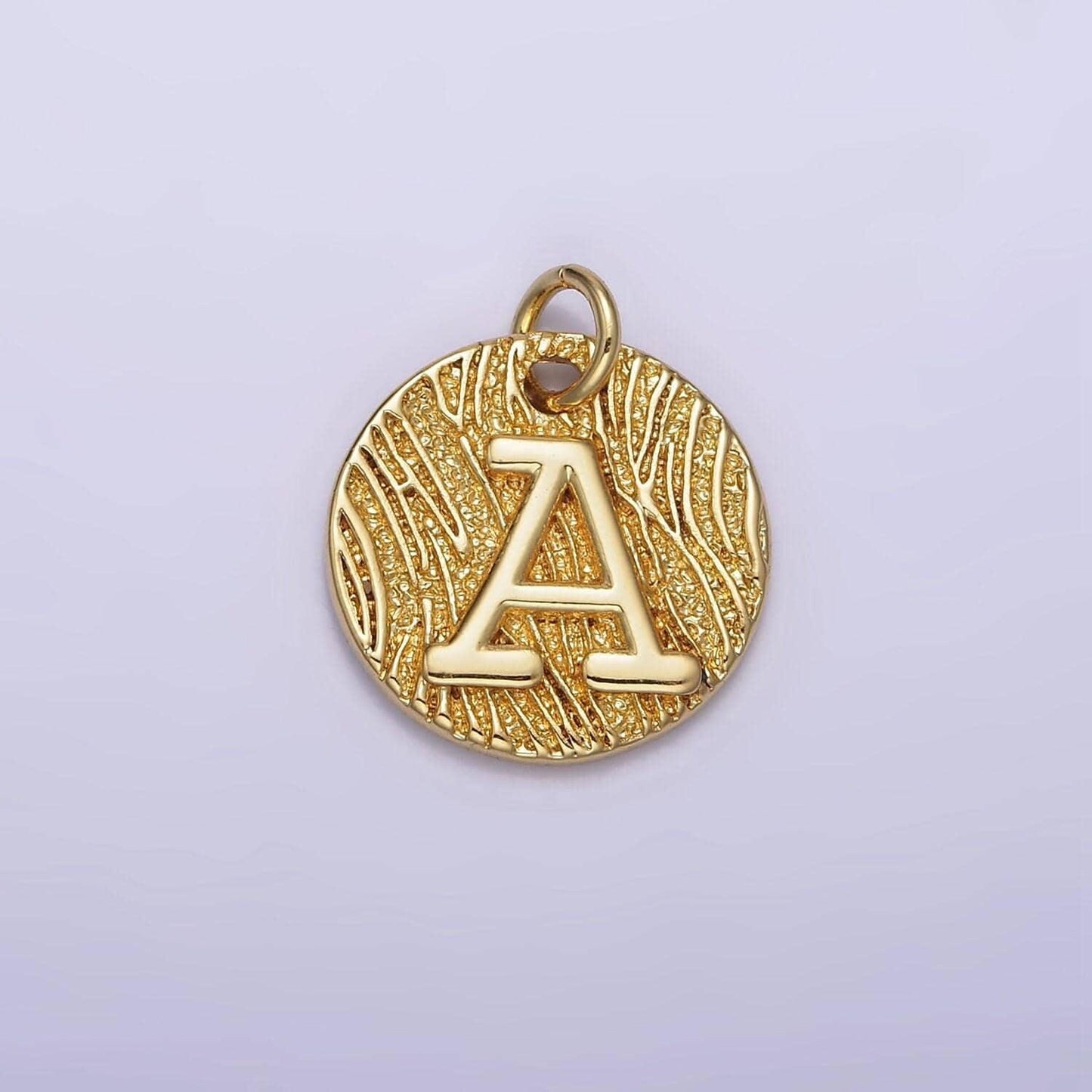 24k gold alphabet charms, english letter pendants 15mm initial coin pendants | a1119-a1131