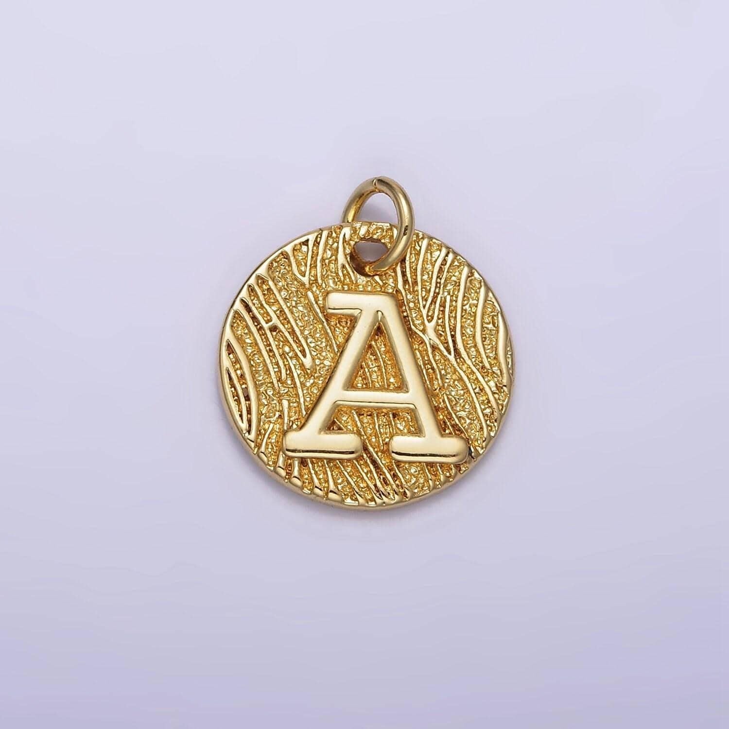 24k gold alphabet charms, english letter pendants 15mm initial coin pendants | a1119-a1131