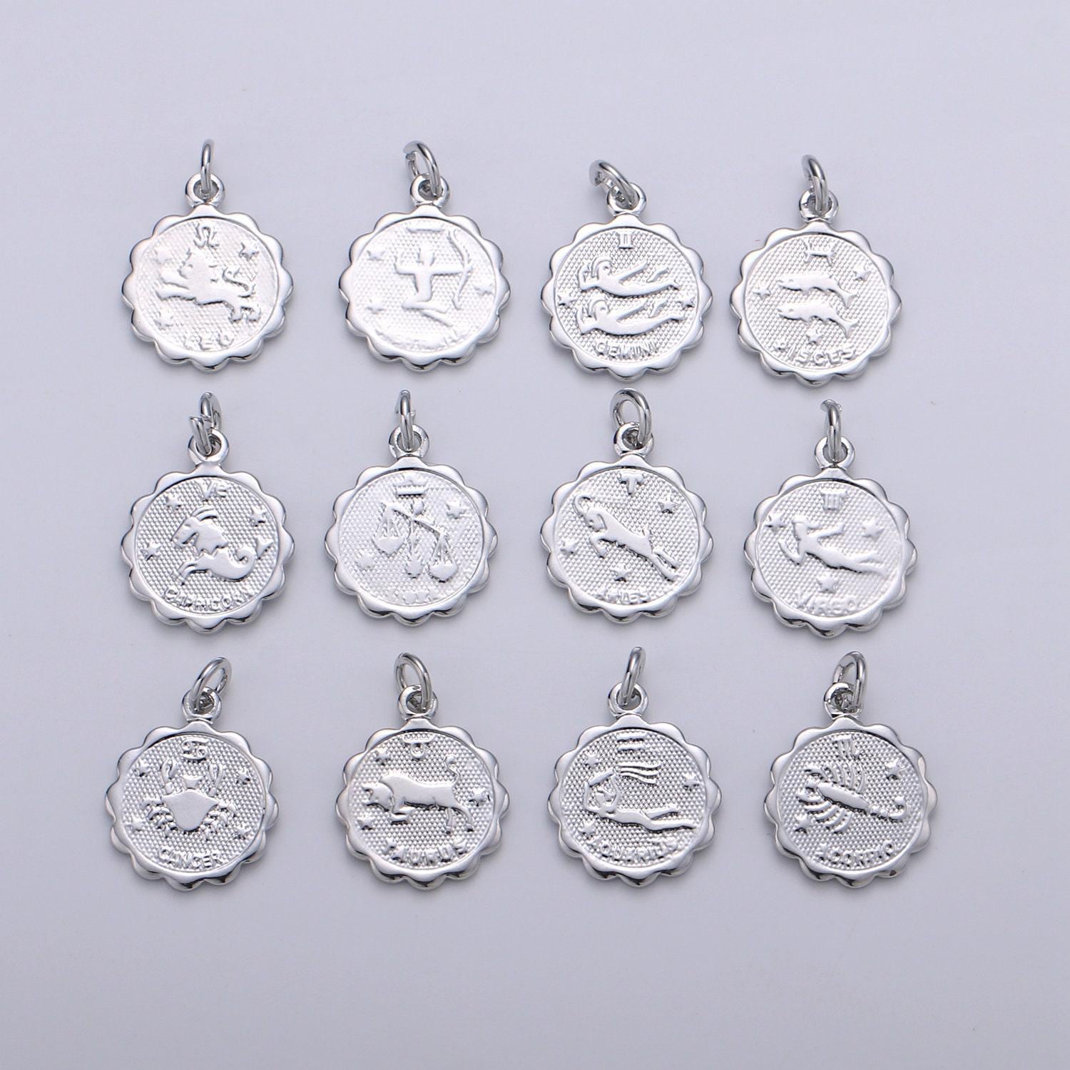 Silver zodiac constellation charms, zodiac symbol, horoscope charm, gold astrological zodiac sign minimalist jewelry, zodiac-021