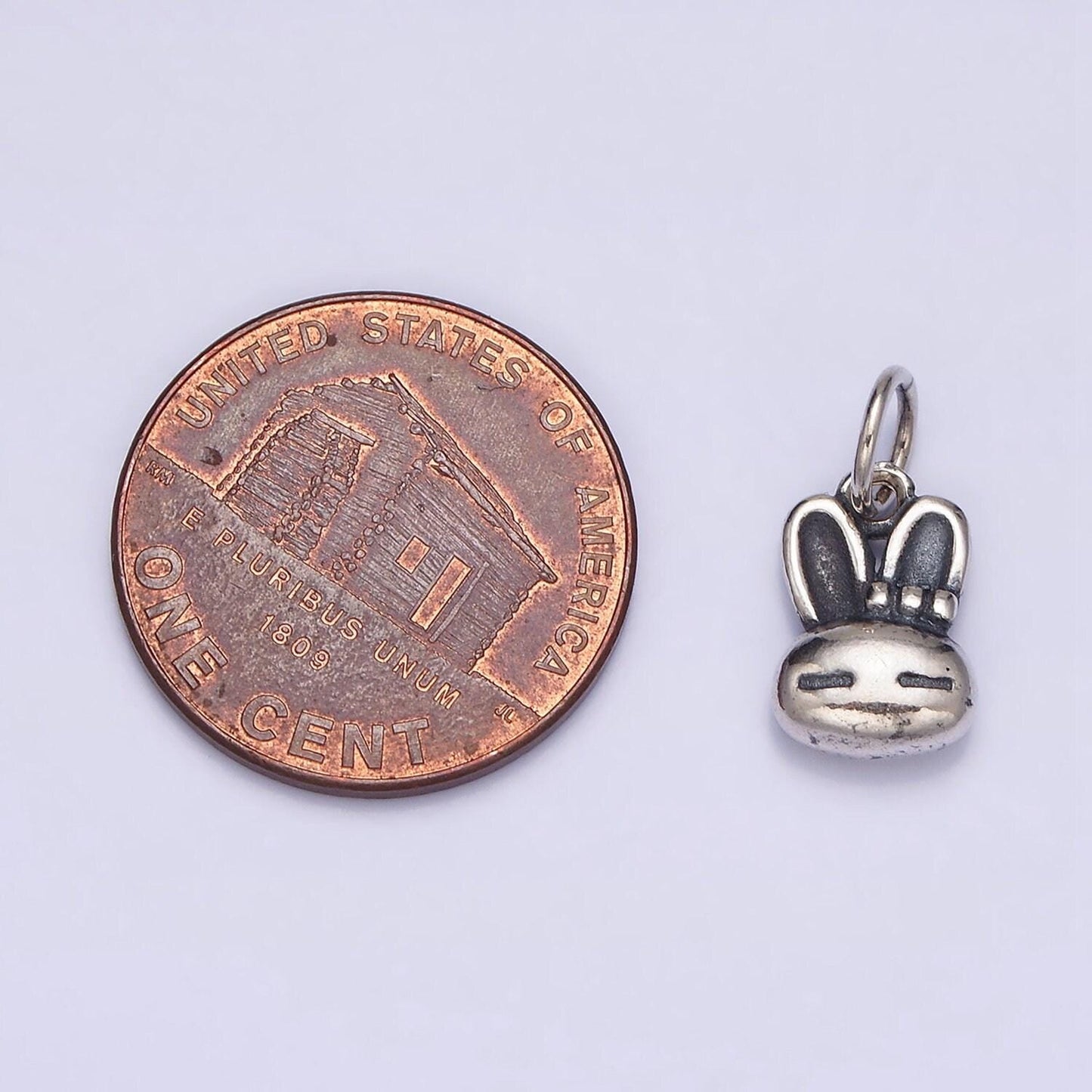 Small sterling silver rabbit face charms, silver bunny charm for kids bracelet charm jewelry supplies sl-281