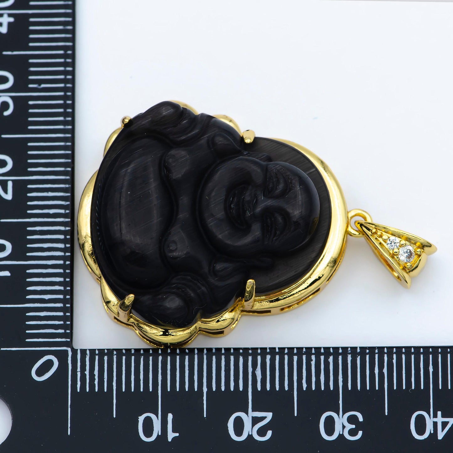 Dark buddha cubic pendant 24k gold filled black buddha pendant laughing buddha charm men necklace for religious jewelry supply o-241