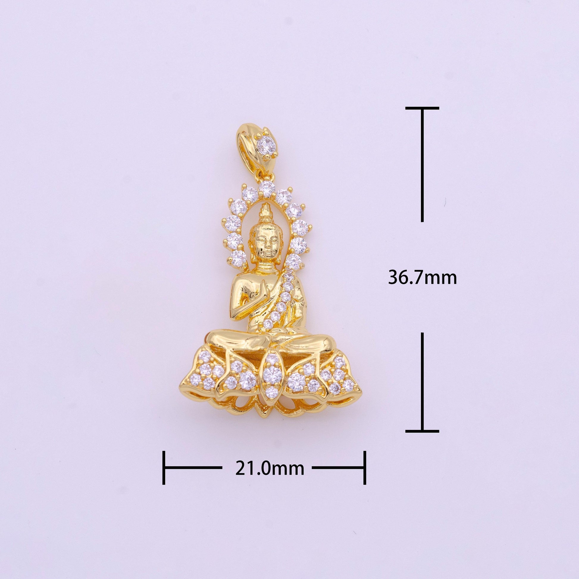 Micro pave gold amitabha buddha necklace pendant statue, buddhism jewelry necklace charm for women i-651