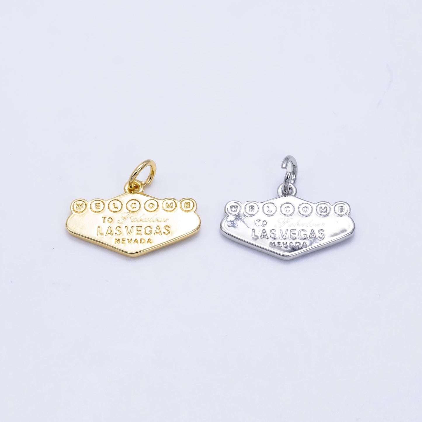 Dainty gold filled welcome to las vegas charms for bracelet necklace girl dangle charm travel charm gift idea