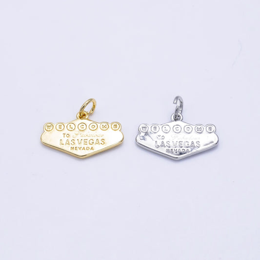 Dainty gold filled welcome to las vegas charms for bracelet necklace girl dangle charm travel charm gift idea