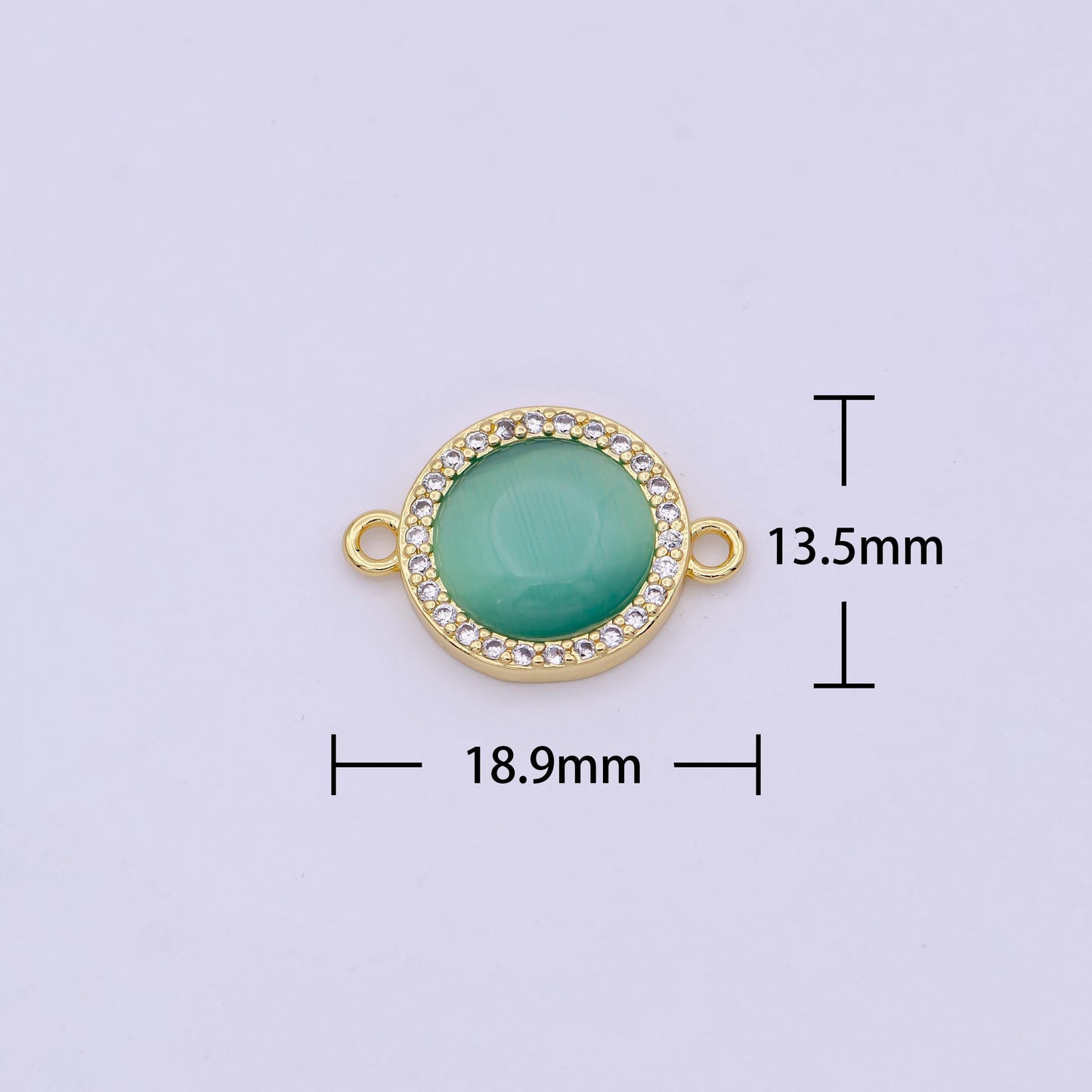 Natural stone round shape connector charms dainty micro pave circle link connector for bracelet necklace supply f697
