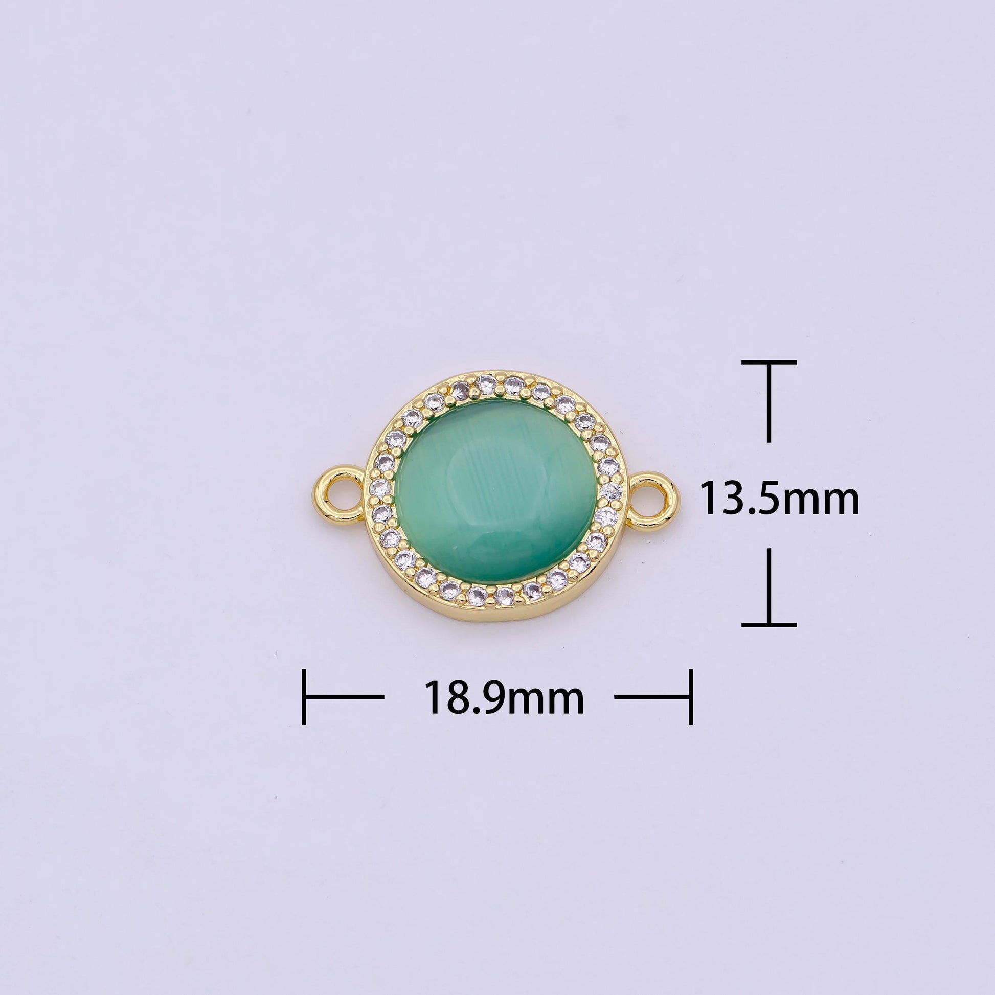 Natural stone round shape connector charms dainty micro pave circle link connector for bracelet necklace supply f697