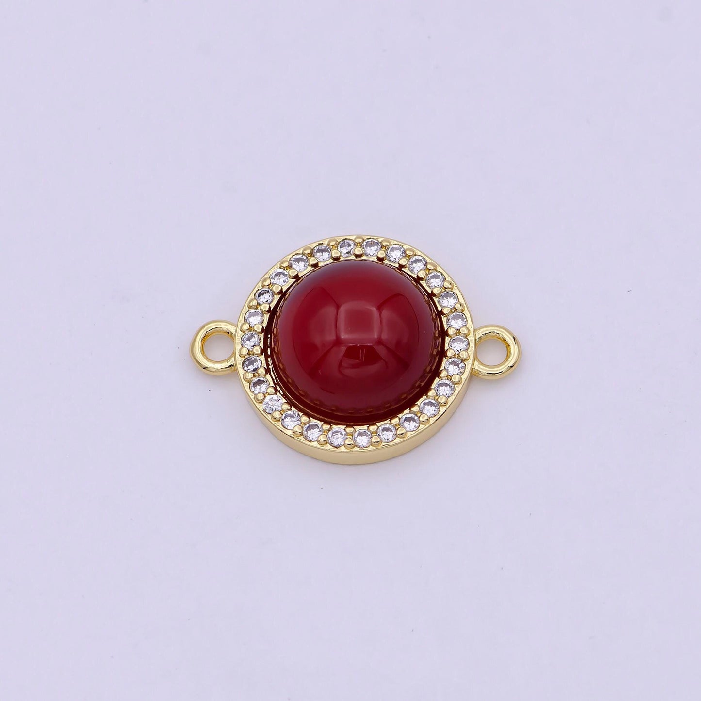 Natural stone round shape connector charms dainty micro pave circle link connector for bracelet necklace supply f697