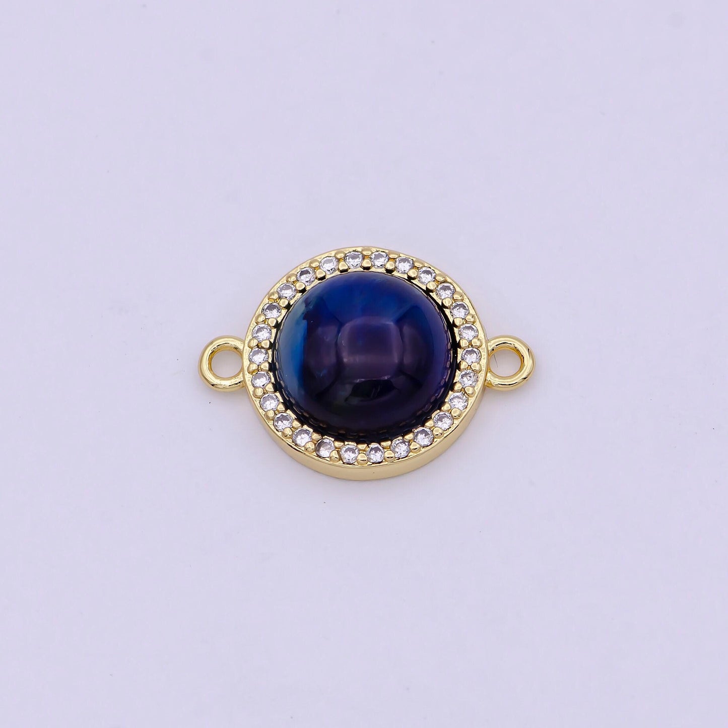 Natural stone round shape connector charms dainty micro pave circle link connector for bracelet necklace supply f697