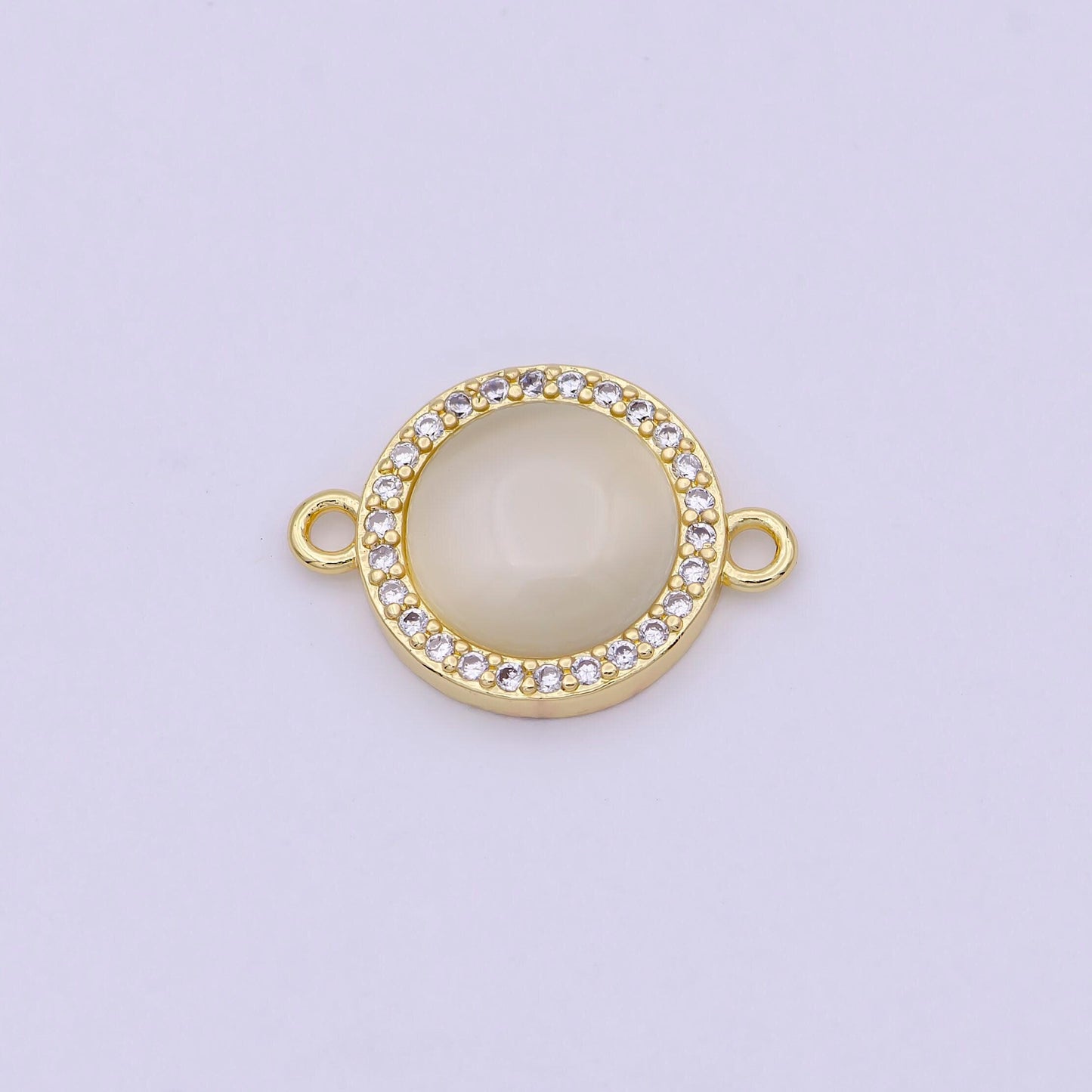 Natural stone round shape connector charms dainty micro pave circle link connector for bracelet necklace supply f697