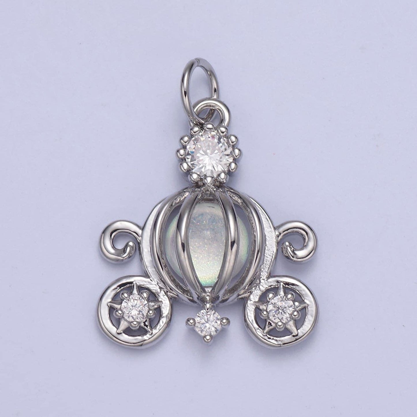 Dainty pumpkin carriage pendant in gold or silver fairytale inspired | diy fashion charm add on necklace bracelet earring | n-871