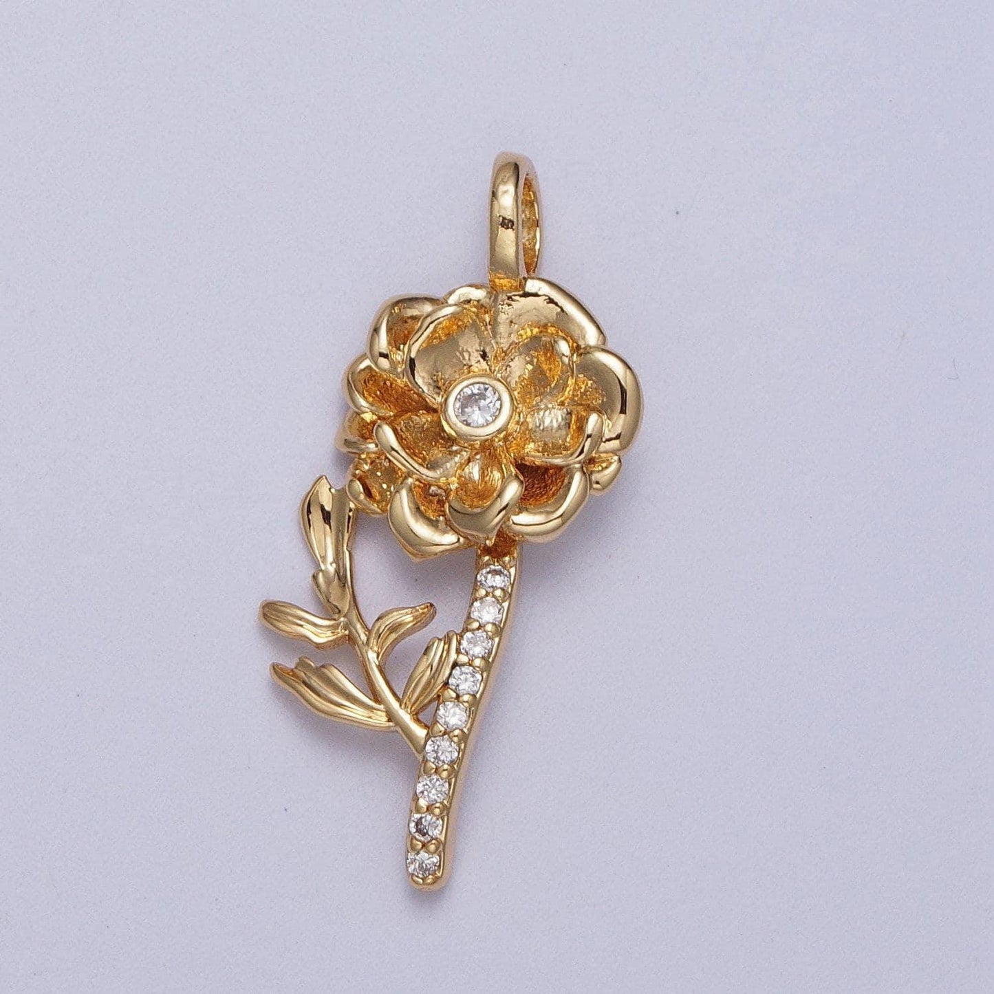 Gold birth flower charm, dainty floral charm, rose carnation violet flower charm for necklace bracelet jewelry making component