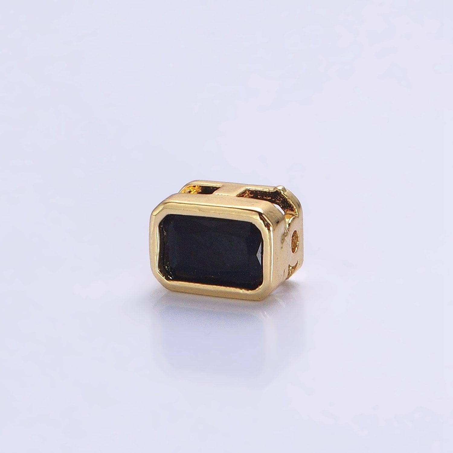 7x5mm gold plated dainty cz rectangle spacer bead, gold geometric spacer beads cz, small colorful spacers for bracelet necklace | b-435