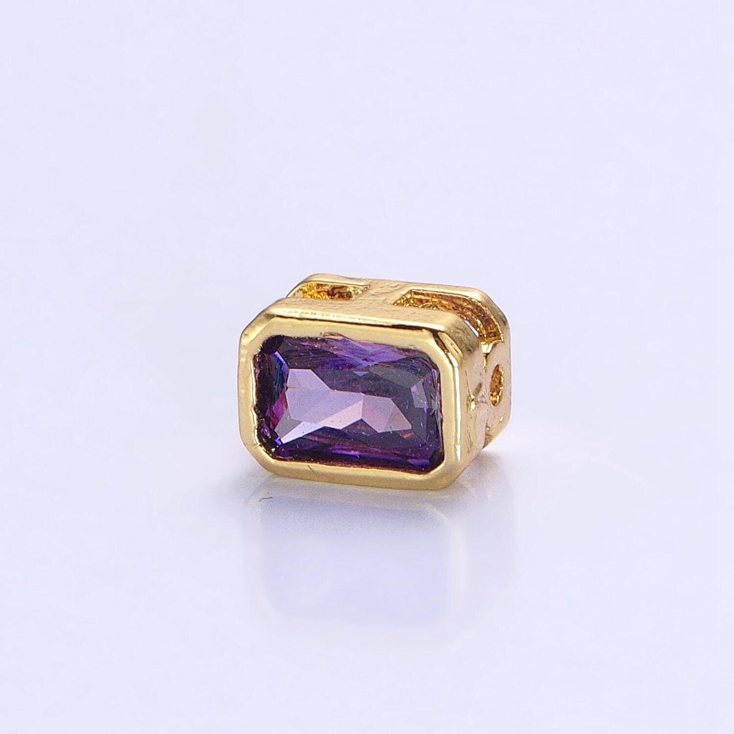 7x5mm gold plated dainty cz rectangle spacer bead, gold geometric spacer beads cz, small colorful spacers for bracelet necklace | b-435