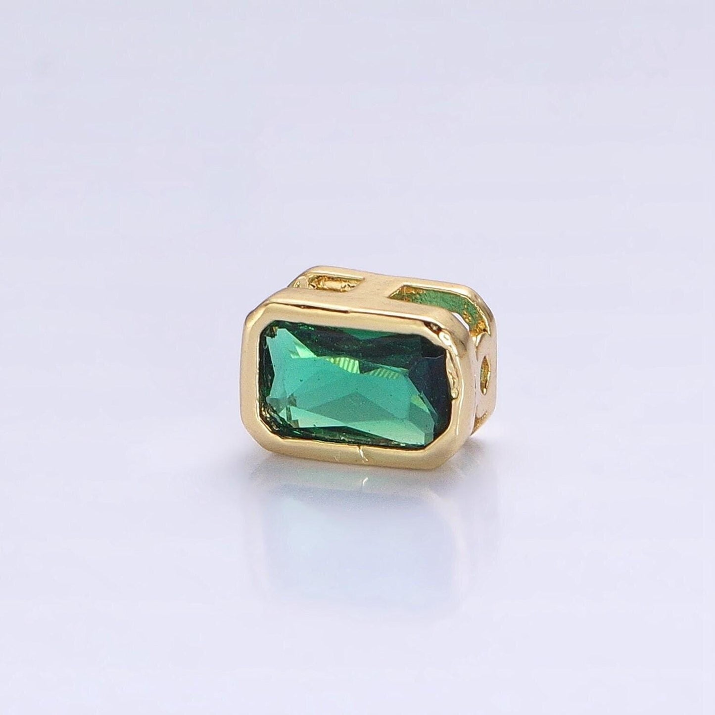 7x5mm gold plated dainty cz rectangle spacer bead, gold geometric spacer beads cz, small colorful spacers for bracelet necklace | b-435