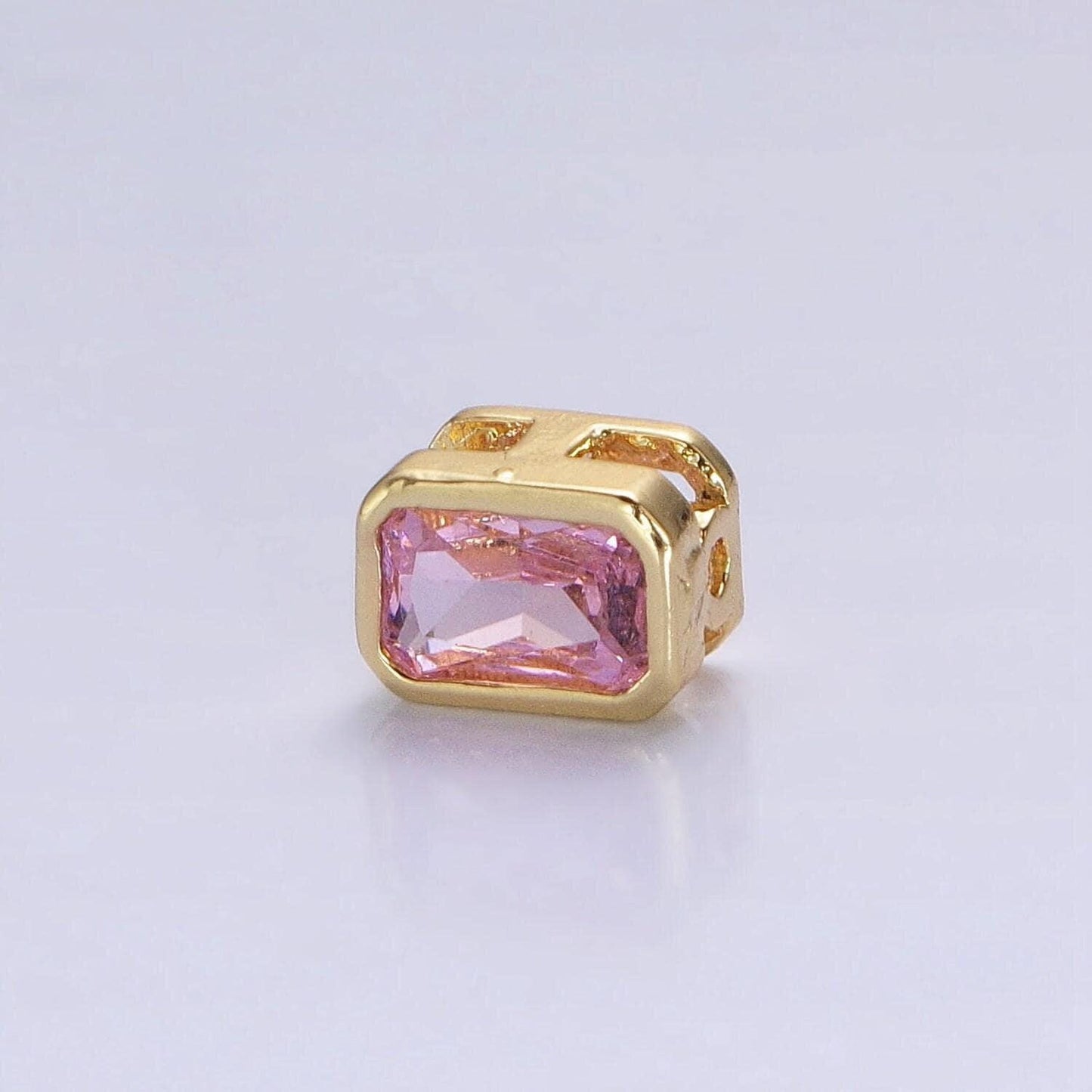 7x5mm gold plated dainty cz rectangle spacer bead, gold geometric spacer beads cz, small colorful spacers for bracelet necklace | b-435