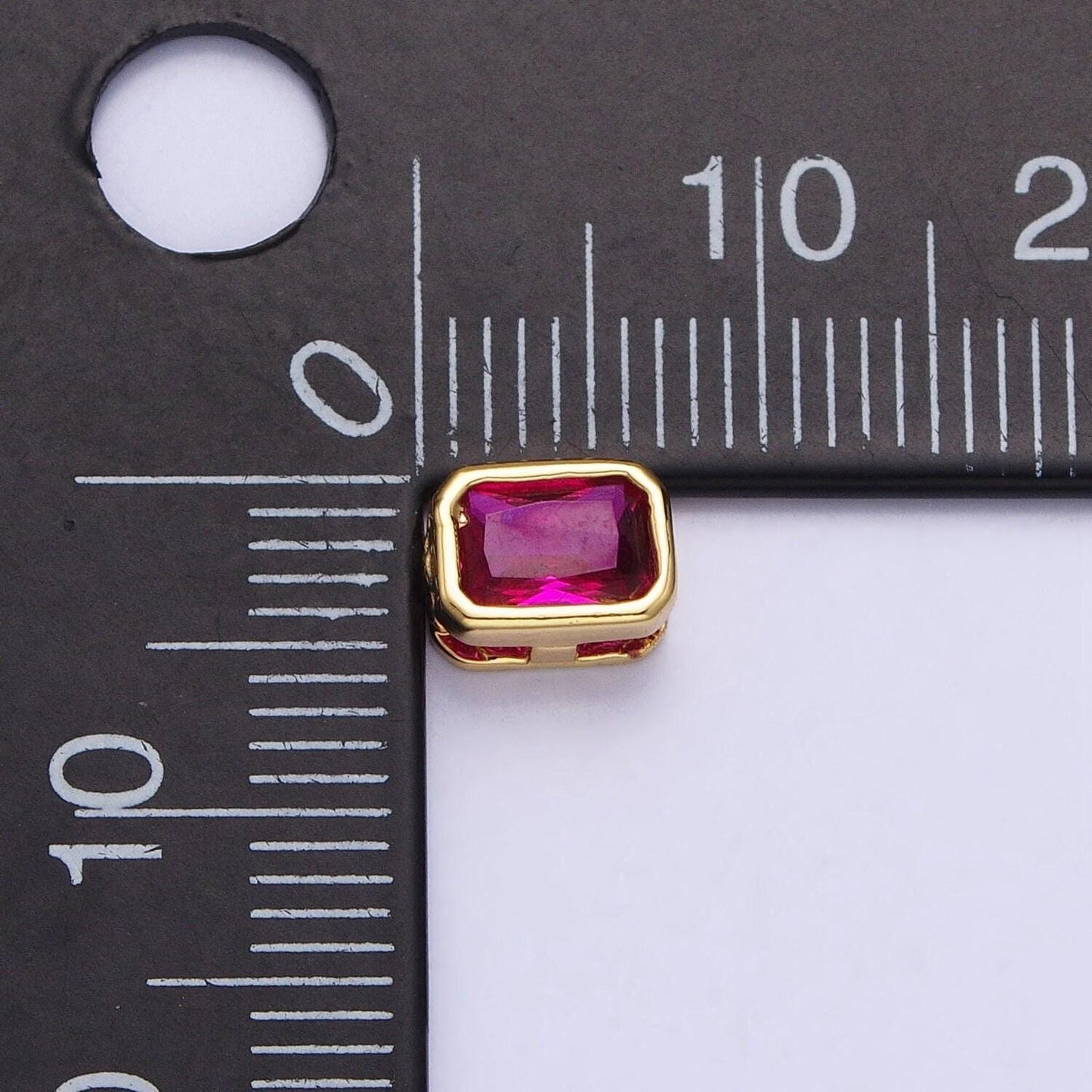 7x5mm gold plated dainty cz rectangle spacer bead, gold geometric spacer beads cz, small colorful spacers for bracelet necklace | b-435