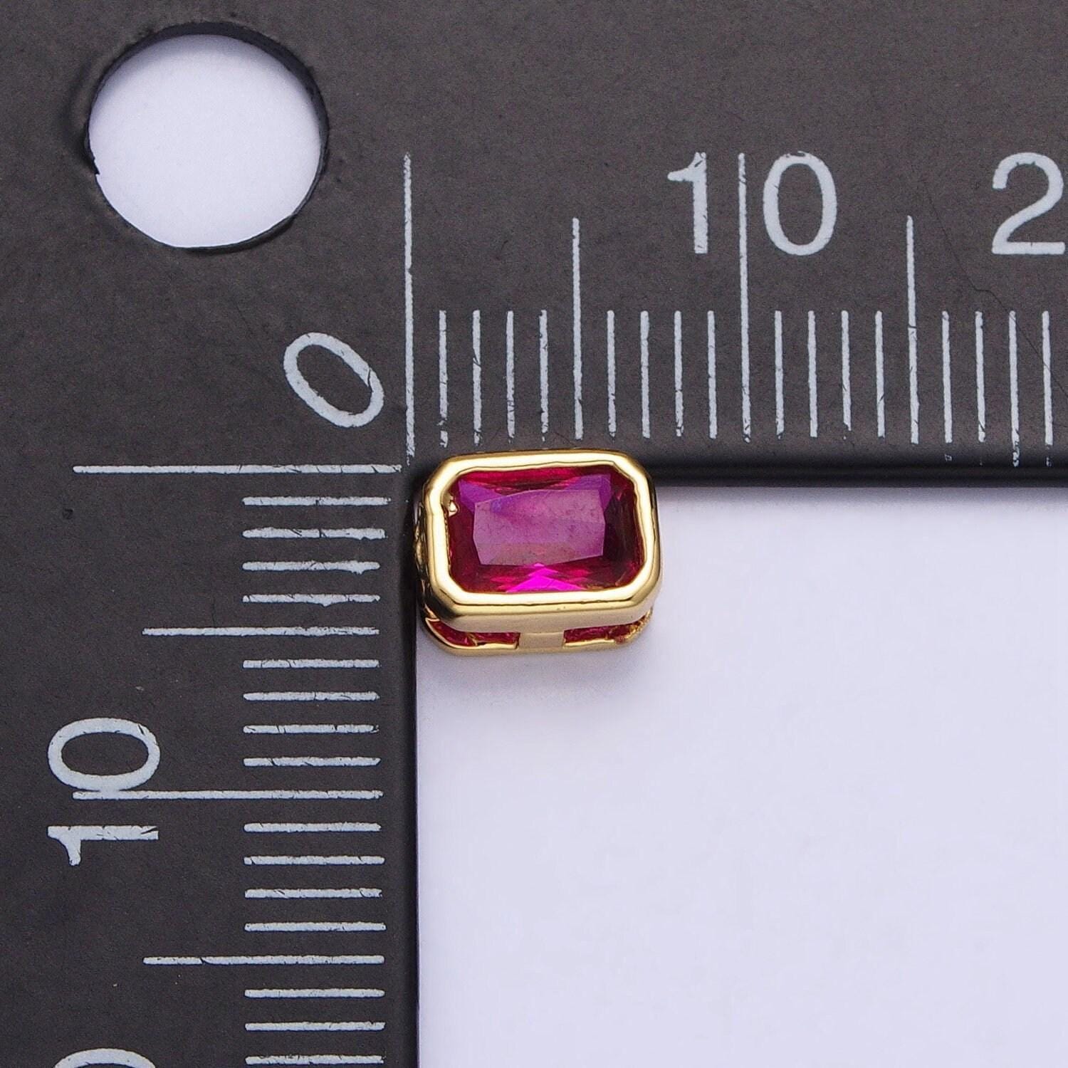 7x5mm gold plated dainty cz rectangle spacer bead, gold geometric spacer beads cz, small colorful spacers for bracelet necklace | b-435