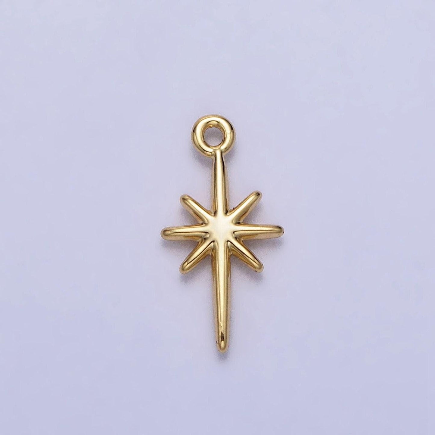 Mini gold filled north star charm necklace, bethlehem star pendant in silver celestial jewelry making supply ac333