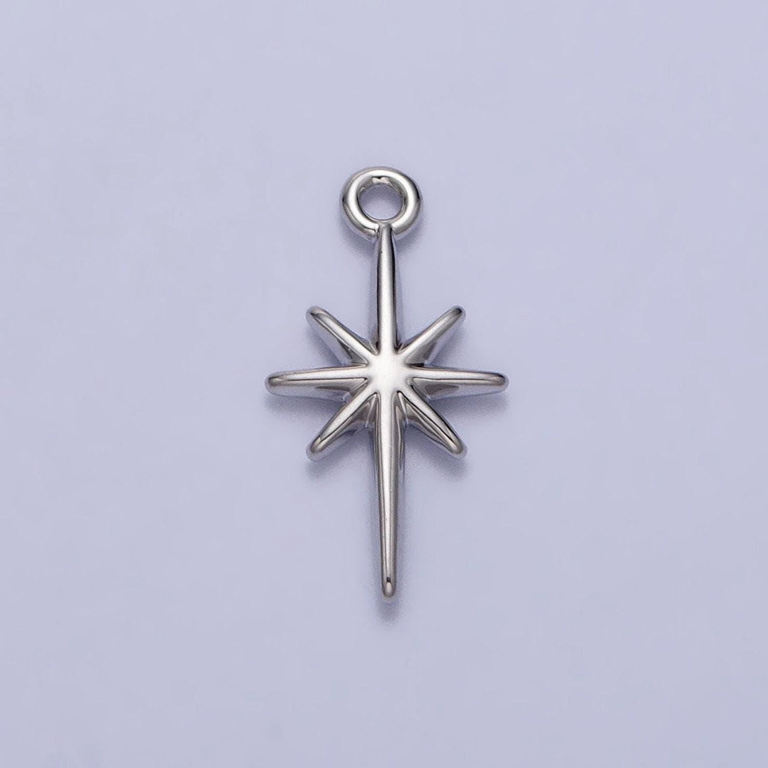 Mini gold filled north star charm necklace, bethlehem star pendant in silver celestial jewelry making supply ac333
