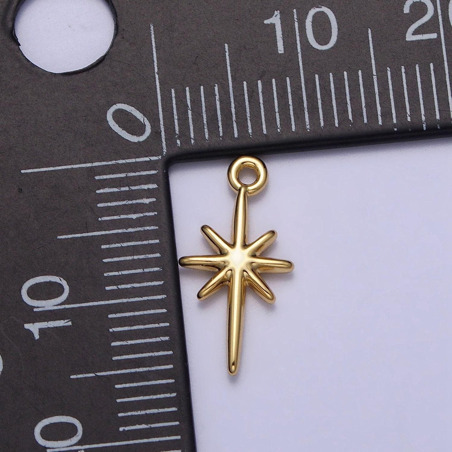 Mini gold filled north star charm necklace, bethlehem star pendant in silver celestial jewelry making supply ac333