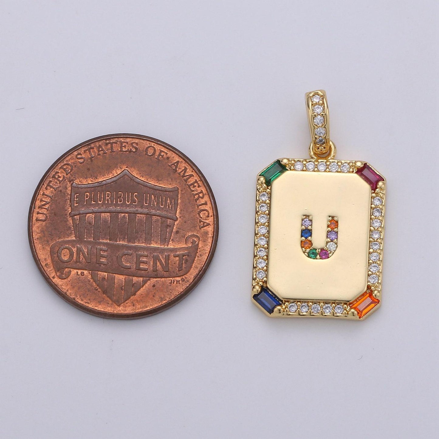 1pc 24k gold cz micro pave initial letter pendant,initials letter tag charm rainbow letter a-z for necklace making,jewelry finding, 1