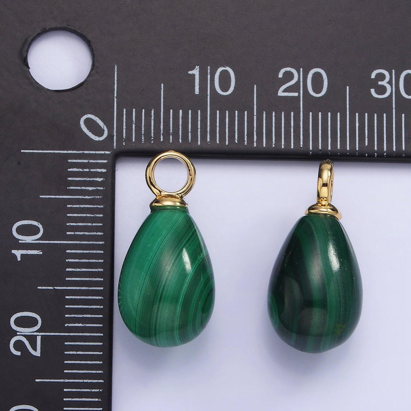 14k gold filled green malachite teardrop micro paved pendant | ag-623