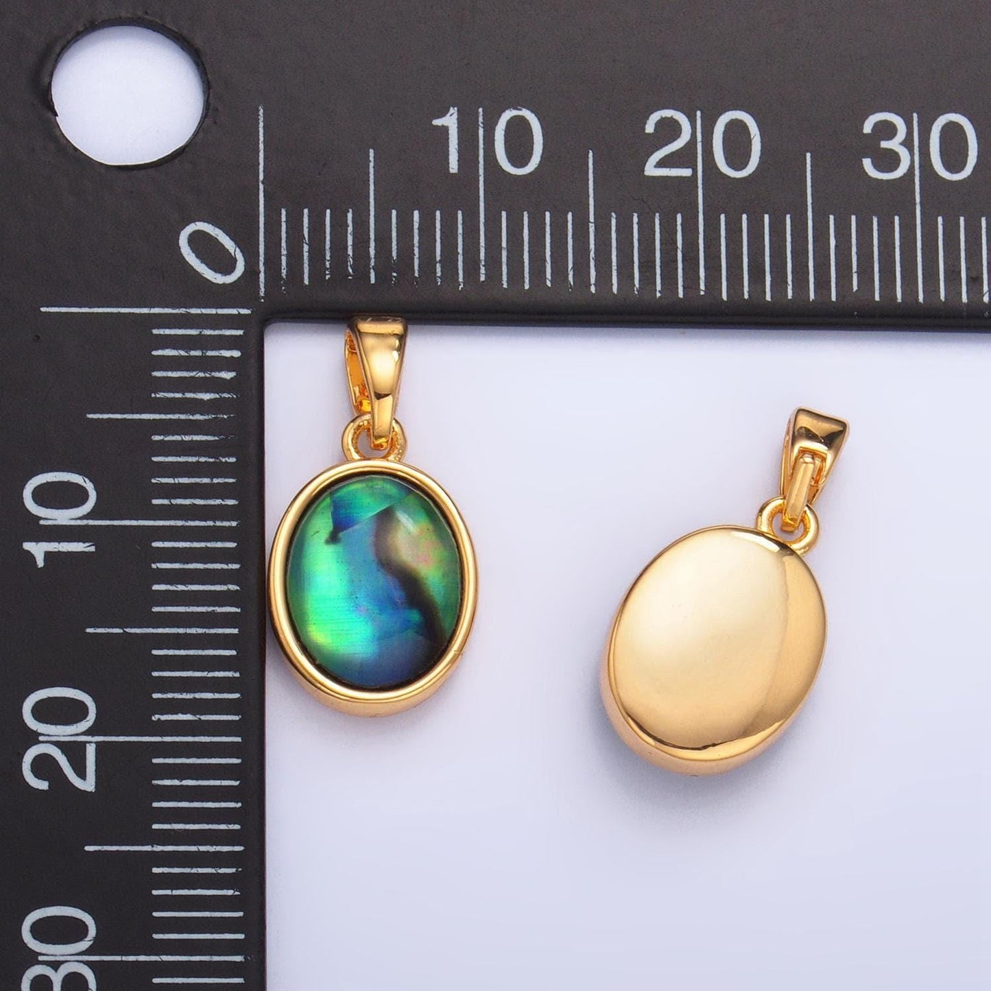 Oval abalone 24k gold filled gemstone pendant | aa-1019