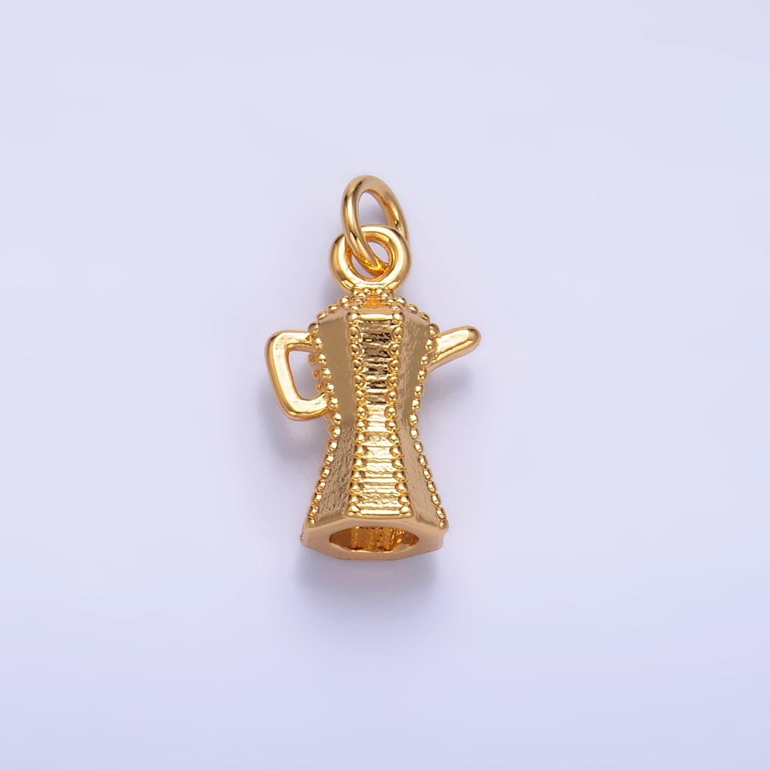 24k gold filled dainty french press italian expresso pot maker pendant barista gift idea coffee lovers charm foodie charm w318