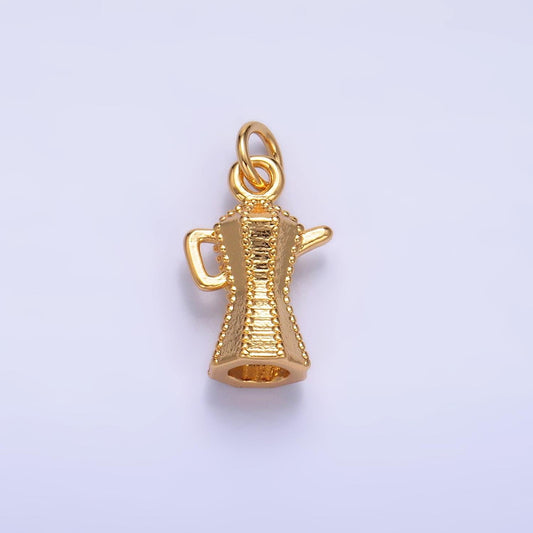 24k gold filled dainty french press italian expresso pot maker pendant barista gift idea coffee lovers charm foodie charm w318