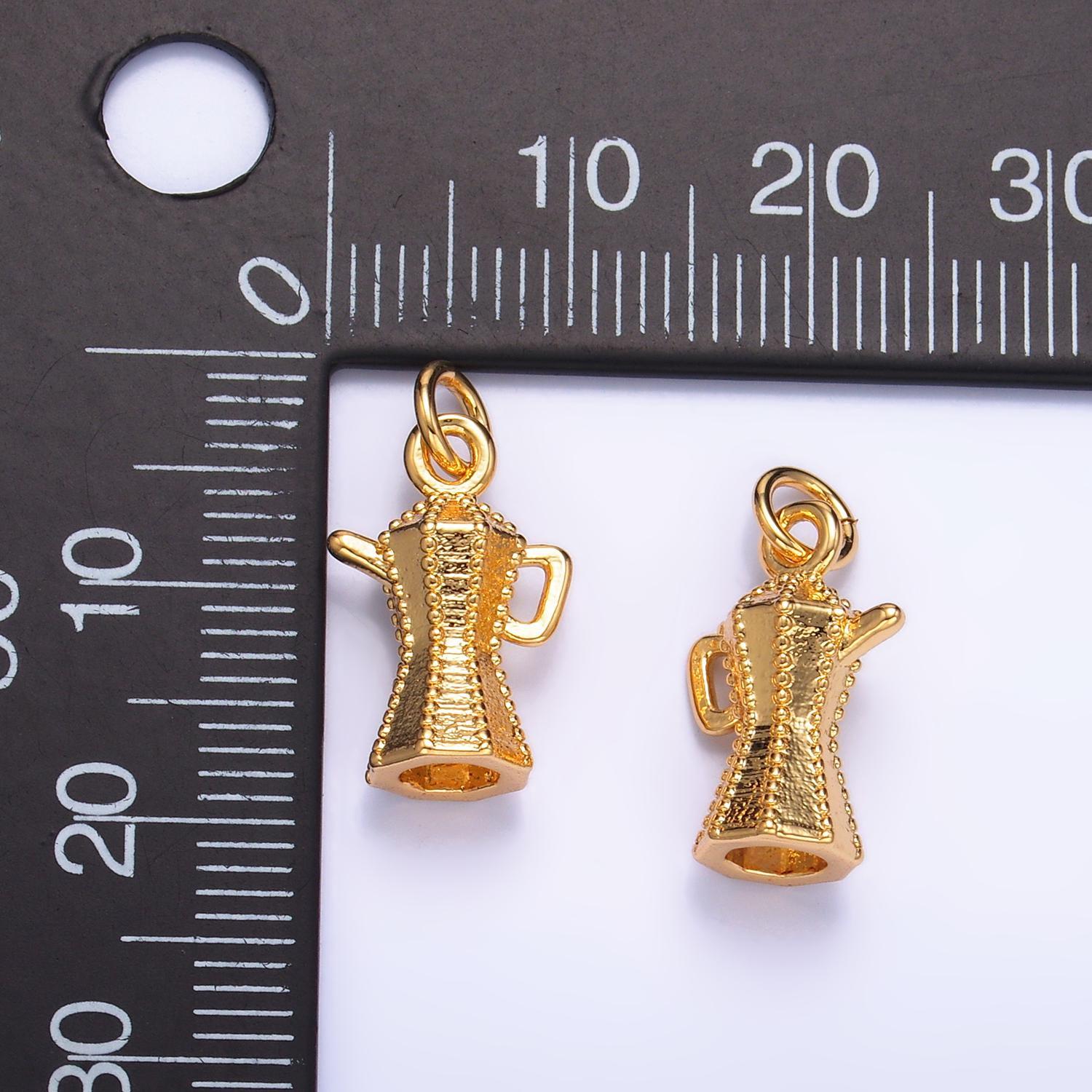24k gold filled dainty french press italian expresso pot maker pendant barista gift idea coffee lovers charm foodie charm w318