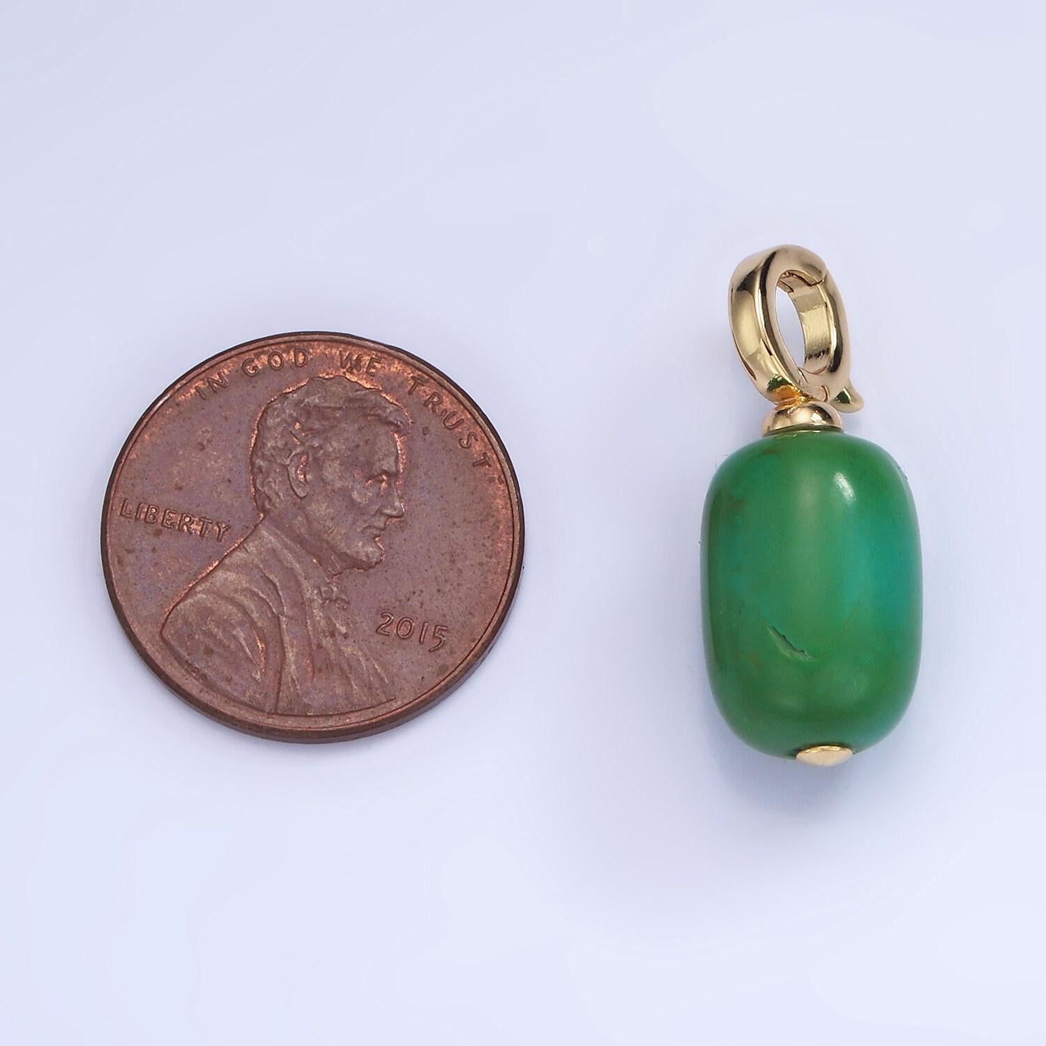 Dainty green jade tube cylinder beads pendant with open bail charm for necklace charm aa-1199