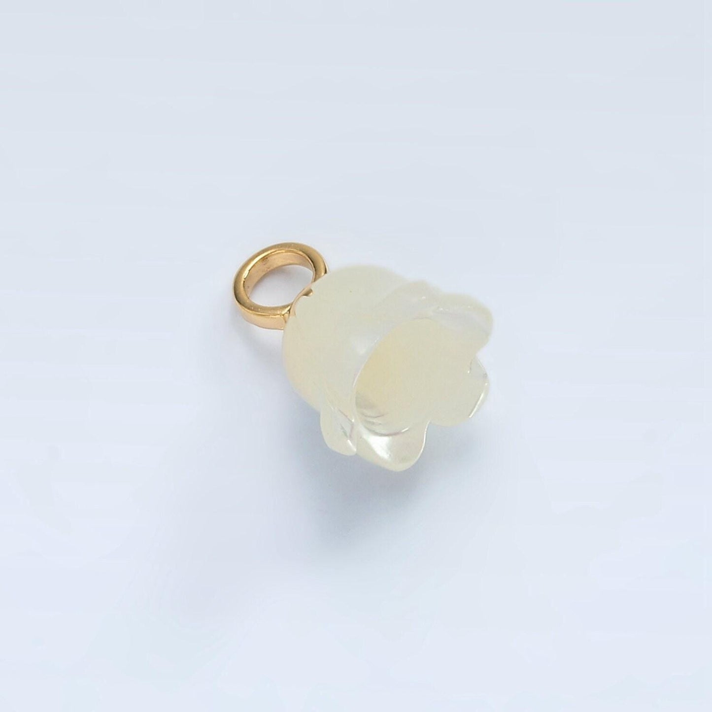 16k gold filled shell pearl 14mm tulip flower charm | p-1861