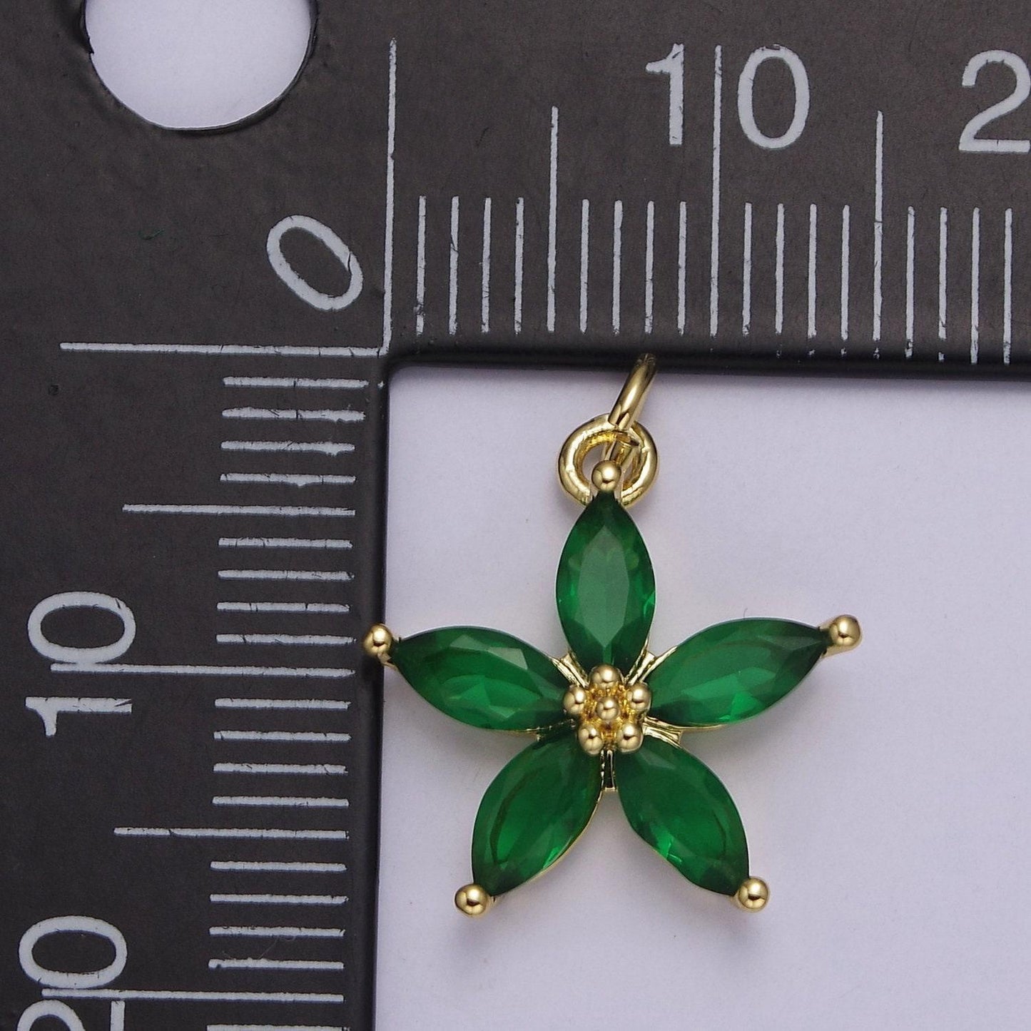 Dainty gold five petal flower pendant, flower charm, gold flower charm, earring bracelet necklace making finding e-448