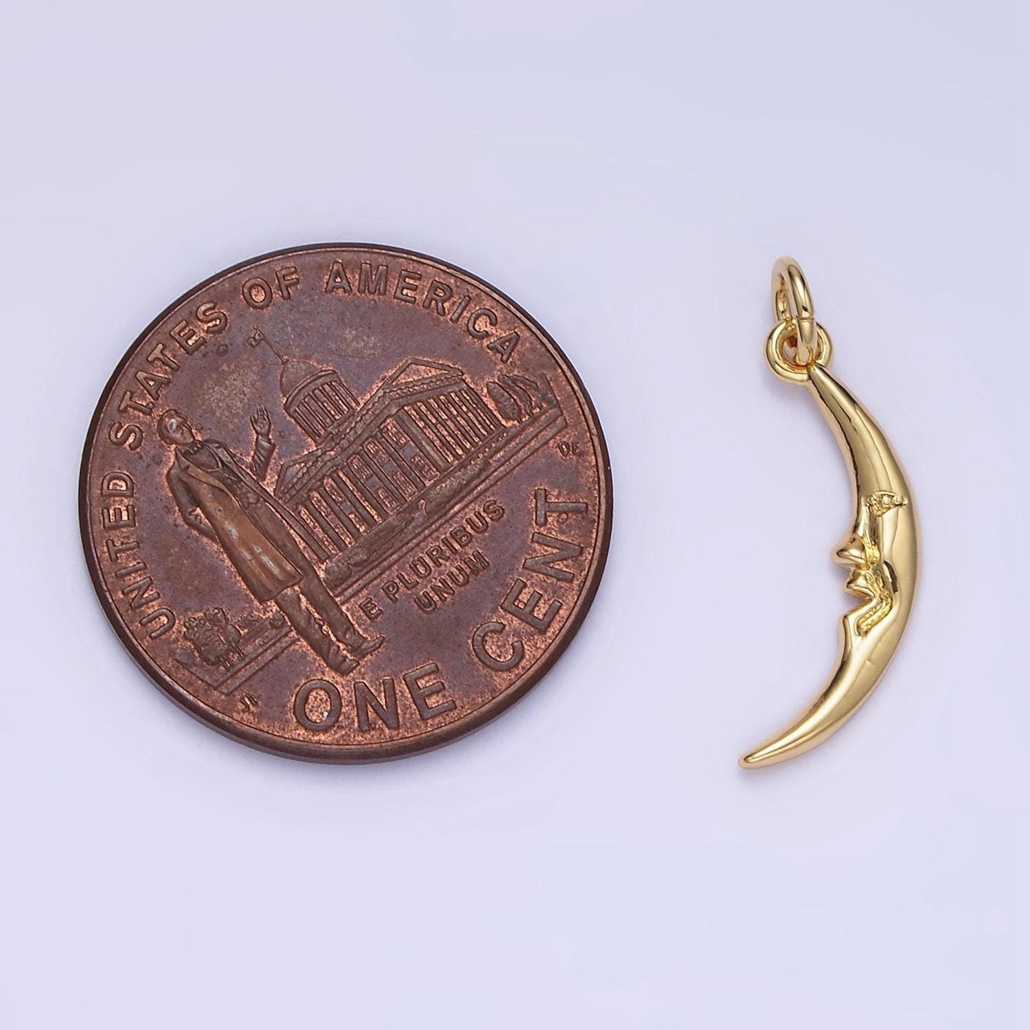14k gold filled dainty moon with a face | ag-637