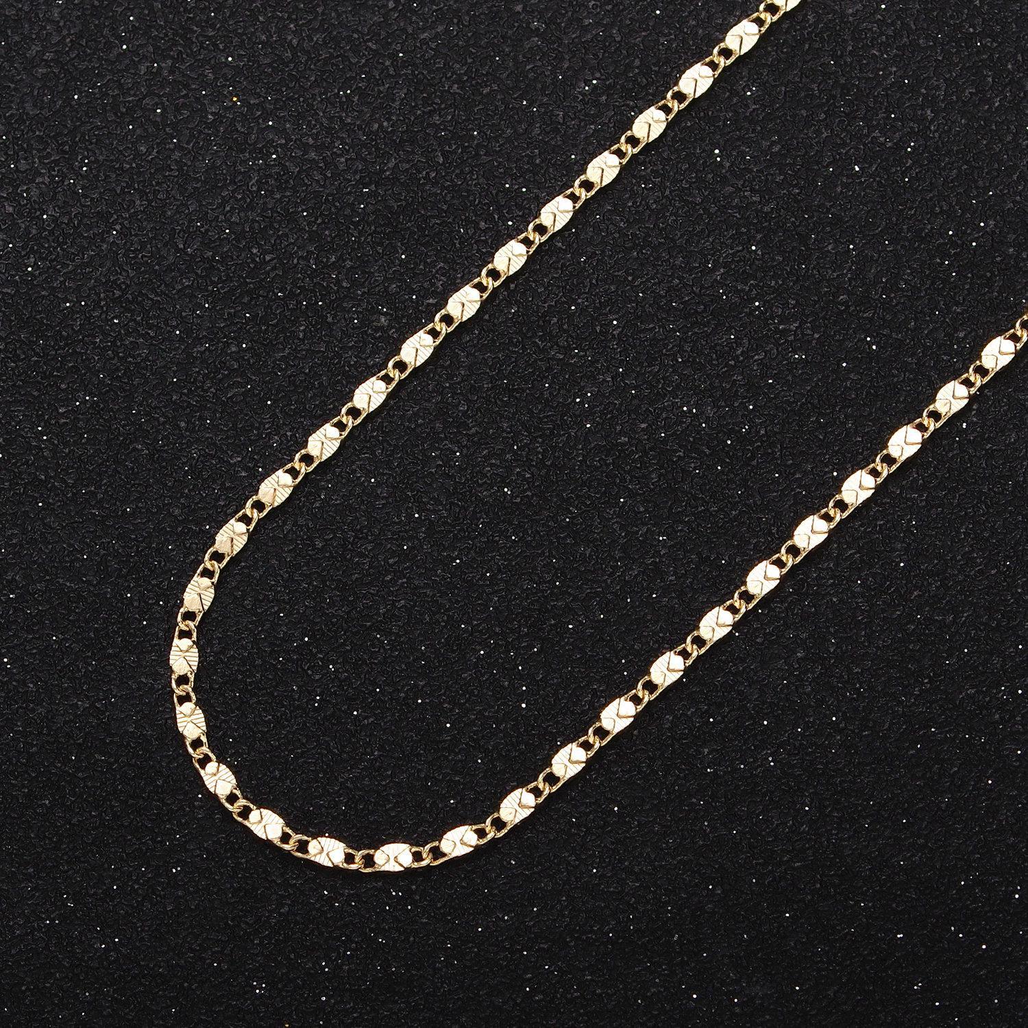 Dainty 24k gold filled unique anchor textured link unfinished chain by yard for jewelry component in gold & silver | roll-1028 roll-1097