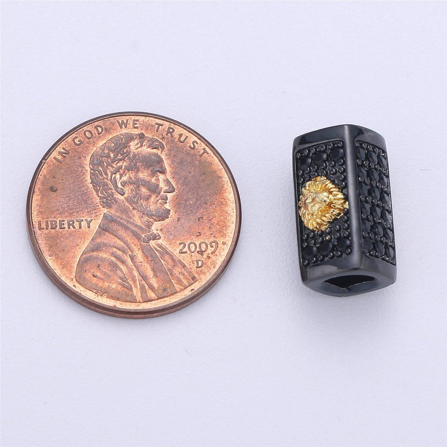 Tiger bead cuboid tube spacer bead metal pave black cz long bar slider charm for men women jewelry making supplies